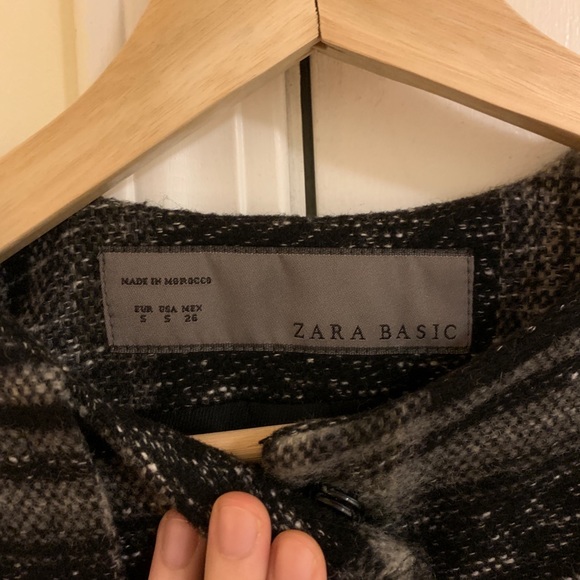 Zara Plaid Collarless Coat - Picture 2 of 5